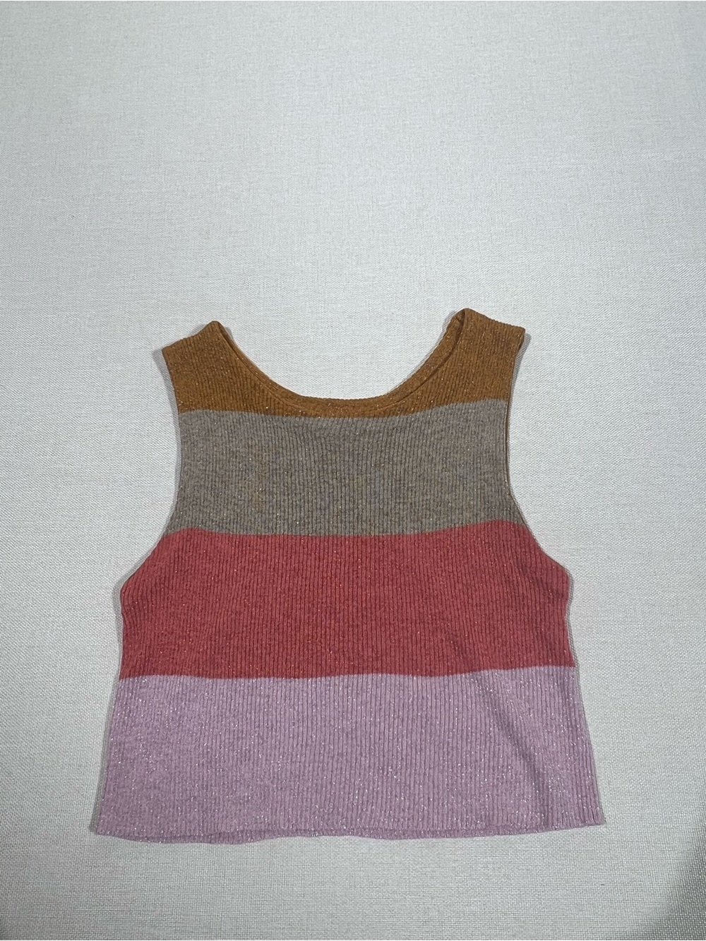 Storia Striped Knit Crop Tank - Mustard, Taupe, Rust, Mauve
